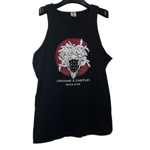 Vintage Crooks & Castles Tank Top Adult 2XL Black Red Medusa Pullover Mens‎